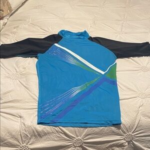 Blue and black rash guard Swim Top